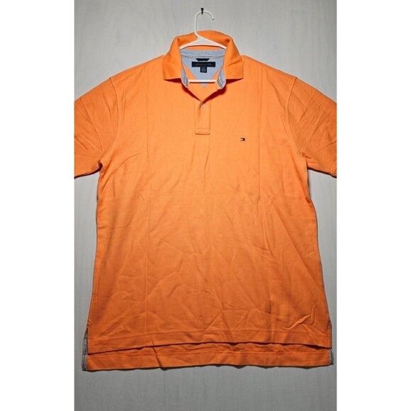 Tommy Hilfiger Polo Shirt Men’s Large Orange Short Sleeve Casual New Without Tag - Picture 1 of 3